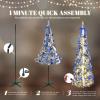 imageVINGLI 6ft Pre lit Pop Up Christmas Tree with Lights PreDecorated Artificial Pencil Xmas Tree Collapsible Christmas Tree Holiday Party Decorations RedampampGoldFlock Blue  Silver