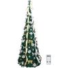 imageVINGLI 6ft Pre lit Pop Up Christmas Tree with Lights PreDecorated Artificial Pencil Xmas Tree Collapsible Christmas Tree Holiday Party Decorations RedampampGoldGold  Silver