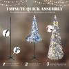 imageVINGLI 6ft Pre lit Pop Up Christmas Tree with Lights PreDecorated Artificial Pencil Xmas Tree Collapsible Christmas Tree Holiday Party Decorations RedampampGoldFlock Blue  Silver