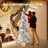 imageVINGLI 6ft Pre lit Pop Up Christmas Tree with Lights PreDecorated Artificial Pencil Xmas Tree Collapsible Christmas Tree Holiday Party Decorations RedampampGoldFlock Blue  Silver