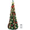 imageVINGLI 6ft Pre lit Pop Up Christmas Tree with Lights PreDecorated Artificial Pencil Xmas Tree Collapsible Christmas Tree Holiday Party Decorations RedampampGoldRed  Gold