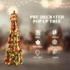 imageVINGLI 6ft Pre lit Pop Up Christmas Tree with Lights PreDecorated Artificial Pencil Xmas Tree Collapsible Christmas Tree Holiday Party Decorations RedampampGoldRed  Gold