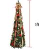 imageVINGLI 6ft Pre lit Pop Up Christmas Tree with Lights PreDecorated Artificial Pencil Xmas Tree Collapsible Christmas Tree Holiday Party Decorations RedampampGoldRed  Gold