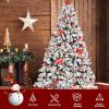 imageVINGLI 75 FT Snow Flocked Hinged Christmas Tree Upgraded Fuller 1450 Tips Branches Unlit Artificial Christmas Pine Tree LightweightEasy to Assemble with Sturdy Metal Stand