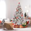 imageVINGLI 75 FT Snow Flocked Hinged Christmas Tree Upgraded Fuller 1450 Tips Branches Unlit Artificial Christmas Pine Tree LightweightEasy to Assemble with Sturdy Metal Stand