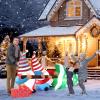 imageVINGLI Lighted Inflatable Christmas Tree Outdoor Decorations with 3 Gift Boxes 77ft Tall Christmas Blow Up Yard Decoration with Secure Stakes Electric Blower Fan for Indoor Outdoor Garden DecorGoblins Pulling a Christmas Tree