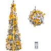 imageVINGLI 6ft Pre lit Pop Up Christmas Tree with Lights PreDecorated Artificial Pencil Xmas Tree Collapsible Christmas Tree Holiday Party Decorations RedampampGoldFlock Gold  Silver
