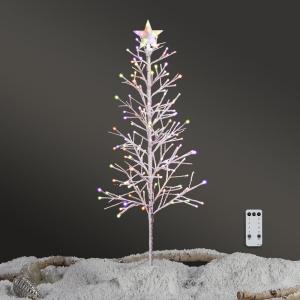 imageVINGLI 6ft Prelit Artificial Christmas Pine Tree with 132 Multicolor Lights Xmas Tree Holiday Party Decorations with Sturdy Metal Stand 8 Color Modes
