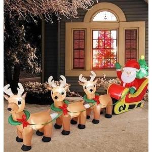 imageVINGLI 8FT Christmas Decorations Outdoor Inflatable Lighted DecorBlow Up Yard Decoration with Electric Blower for Holiday Indoor Outdoor Garden Decor Deer Sleigh