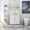 imageVINGLI Pedestal Sink Cabinet Traditional Under Sink Storage Cabinet White Bathroom Vanity with 2 Doors Adjustabel Shelf 236quot x 118quotx 236quot