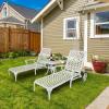imageVINGLI Cast Aluminum Outdoor Chaise Lounge Chair with Wheels Patio Chaise Lounge with 3Position Adjustable Backrest White Chaise Lounge Outdoor Tanning Chair Patio Lounge Chair Without CushionWhite