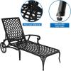 imageVINGLI Cast Aluminum Outdoor Chaise Lounge Chair with Wheels Patio Chaise Lounge with 3Position Adjustable Backrest White Chaise Lounge Outdoor Tanning Chair Patio Lounge Chair Without CushionBlack