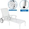 imageVINGLI Cast Aluminum Outdoor Chaise Lounge Chair with Wheels Patio Chaise Lounge with 3Position Adjustable Backrest White Chaise Lounge Outdoor Tanning Chair Patio Lounge Chair Without CushionWhite