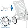 imageVINGLI Cast Aluminum Outdoor Chaise Lounge Chair with Wheels Patio Chaise Lounge with 3Position Adjustable Backrest White Chaise Lounge Outdoor Tanning Chair Patio Lounge Chair Without CushionWhite