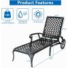imageVINGLI Cast Aluminum Outdoor Chaise Lounge Chair with Wheels Patio Chaise Lounge with 3Position Adjustable Backrest White Chaise Lounge Outdoor Tanning Chair Patio Lounge Chair Without CushionBlack