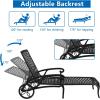 imageVINGLI Cast Aluminum Outdoor Chaise Lounge Chair with Wheels Patio Chaise Lounge with 3Position Adjustable Backrest White Chaise Lounge Outdoor Tanning Chair Patio Lounge Chair Without CushionBlack