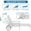 imageVINGLI Cast Aluminum Outdoor Chaise Lounge Chair with Wheels Patio Chaise Lounge with 3Position Adjustable Backrest White Chaise Lounge Outdoor Tanning Chair Patio Lounge Chair Without CushionWhite