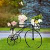 imageVINGLI Tricycle Plant Stand Flower Pot Cart Holder Patio Stand Holder Outdoor Displaying Plants Flowers BlackBlack