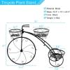 imageVINGLI Tricycle Plant Stand Flower Pot Cart Holder Patio Stand Holder Outdoor Displaying Plants Flowers BlackBlack