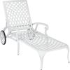 imageVINGLI Cast Aluminum Outdoor Chaise Lounge Chair with Wheels Patio Chaise Lounge with 3Position Adjustable Backrest White Chaise Lounge Outdoor Tanning Chair Patio Lounge Chair Without CushionWhite