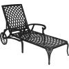 imageVINGLI Cast Aluminum Outdoor Chaise Lounge Chair with Wheels Patio Chaise Lounge with 3Position Adjustable Backrest White Chaise Lounge Outdoor Tanning Chair Patio Lounge Chair Without CushionBlack