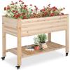 imageVINGLI Heavy Duty Raised Garden Bed with Bed Liner Wood Elevated Planter with Legs for Vegetables Fruits Potato Onion Flower Outdoor Sturdy Long Lasting Planter Box Kit Elevated Without WheelsElevated with wheels