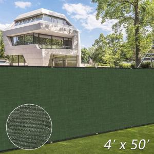 imageVINGLI 4 x 50 Green Privacy Fence ScreenShade Cloth Commercial Grade 190 GSM 90 BlockageHeavy Duty Windscreen Mesh Fence CoverBindings ampamp GrommetsCable Zip Ties Included
