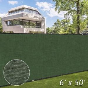 imageVINGLI 6 x 50 Green Privacy Fence ScreenShade Cloth Commercial Grade 190 GSM 90 BlockageHeavy Duty Windscreen Mesh Fence CoverBindings ampamp GrommetsCable Zip Ties Included