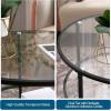 imageVINGLI 256quot Small Matte Black Round Coffee Table WaterWave Glass Circle Clear Coffee Table Center Table with 2Tier Modern Storage Design for Living Room Bedroom Meeting Room Balcony PatioClearmatte Black