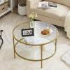 imageVINGLI 256quot Small Matte Black Round Coffee Table WaterWave Glass Circle Clear Coffee Table Center Table with 2Tier Modern Storage Design for Living Room Bedroom Meeting Room Balcony PatioClearchampagne Gold