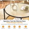 imageVINGLI 256quot Small Matte Black Round Coffee Table WaterWave Glass Circle Clear Coffee Table Center Table with 2Tier Modern Storage Design for Living Room Bedroom Meeting Room Balcony PatioWaterwaveround Rattan Black