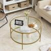 imageVINGLI 256quot Small Matte Black Round Coffee Table WaterWave Glass Circle Clear Coffee Table Center Table with 2Tier Modern Storage Design for Living Room Bedroom Meeting Room Balcony PatioClearchampagne Gold