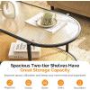 imageVINGLI 256quot Small Matte Black Round Coffee Table WaterWave Glass Circle Clear Coffee Table Center Table with 2Tier Modern Storage Design for Living Room Bedroom Meeting Room Balcony PatioGlassoval Rattan Black