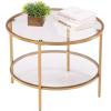 imageVINGLI 256quot Small Matte Black Round Coffee Table WaterWave Glass Circle Clear Coffee Table Center Table with 2Tier Modern Storage Design for Living Room Bedroom Meeting Room Balcony PatioClearmatte Gold