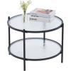 imageVINGLI 256quot Small Matte Black Round Coffee Table WaterWave Glass Circle Clear Coffee Table Center Table with 2Tier Modern Storage Design for Living Room Bedroom Meeting Room Balcony PatioWaterwavematte Black