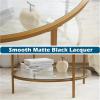 imageVINGLI 256quot Small Matte Black Round Coffee Table WaterWave Glass Circle Clear Coffee Table Center Table with 2Tier Modern Storage Design for Living Room Bedroom Meeting Room Balcony PatioClearmatte Gold
