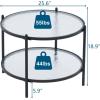 imageVINGLI 256quot Small Matte Black Round Coffee Table WaterWave Glass Circle Clear Coffee Table Center Table with 2Tier Modern Storage Design for Living Room Bedroom Meeting Room Balcony PatioWaterwavematte Black