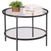 imageVINGLI 256quot Small Matte Black Round Coffee Table WaterWave Glass Circle Clear Coffee Table Center Table with 2Tier Modern Storage Design for Living Room Bedroom Meeting Room Balcony PatioClearmatte Black