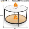 imageVINGLI 256quot Small Matte Black Round Coffee Table WaterWave Glass Circle Clear Coffee Table Center Table with 2Tier Modern Storage Design for Living Room Bedroom Meeting Room Balcony PatioWaterwaveround Rattan Black