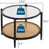 imageVINGLI 256quot Small Matte Black Round Coffee Table WaterWave Glass Circle Clear Coffee Table Center Table with 2Tier Modern Storage Design for Living Room Bedroom Meeting Room Balcony PatioWaterwaveround Rattan Black