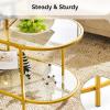 imageVINGLI 256quot Small Matte Black Round Coffee Table WaterWave Glass Circle Clear Coffee Table Center Table with 2Tier Modern Storage Design for Living Room Bedroom Meeting Room Balcony PatioClearoval Bright Gold