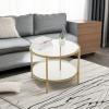 imageVINGLI 256quot Small Matte Black Round Coffee Table WaterWave Glass Circle Clear Coffee Table Center Table with 2Tier Modern Storage Design for Living Room Bedroom Meeting Room Balcony PatioClearchampagne Gold