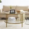 imageVINGLI 256quot Small Matte Black Round Coffee Table WaterWave Glass Circle Clear Coffee Table Center Table with 2Tier Modern Storage Design for Living Room Bedroom Meeting Room Balcony PatioClearchampagne Gold