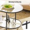 imageVINGLI 256quot Small Matte Black Round Coffee Table WaterWave Glass Circle Clear Coffee Table Center Table with 2Tier Modern Storage Design for Living Room Bedroom Meeting Room Balcony PatioClearoval Black