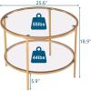imageVINGLI 256quot Small Matte Black Round Coffee Table WaterWave Glass Circle Clear Coffee Table Center Table with 2Tier Modern Storage Design for Living Room Bedroom Meeting Room Balcony PatioClearmatte Gold