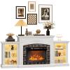 imageVINGLI 70 Fireplace TV Stand for up to 80 inch TVs Electric Fireplace with Mantel Modern Entertainment Center with LED Light TV Console Table with Adjustable Shelves Living Room  Bedroom WhiteWhite