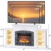 imageVINGLI 70 Fireplace TV Stand for up to 80 inch TVs Electric Fireplace with Mantel Modern Entertainment Center with LED Light TV Console Table with Adjustable Shelves Living Room  Bedroom WhiteWhite