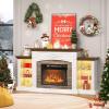 imageVINGLI 70 Fireplace TV Stand for up to 80 inch TVs Electric Fireplace with Mantel Modern Entertainment Center with LED Light TV Console Table with Adjustable Shelves Living Room  Bedroom WhiteDistressed White  Barnwood