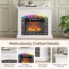 imageVINGLI 70 Fireplace TV Stand for up to 80 inch TVs Electric Fireplace with Mantel Modern Entertainment Center with LED Light TV Console Table with Adjustable Shelves Living Room  Bedroom WhiteWhite