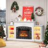 imageVINGLI 70 Fireplace TV Stand for up to 80 inch TVs Electric Fireplace with Mantel Modern Entertainment Center with LED Light TV Console Table with Adjustable Shelves Living Room  Bedroom WhiteWhite